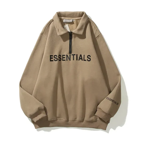 Essentials Half Zip Brown Sweatshirt